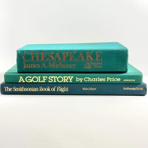 Vintage Blue Green Decorative Book Stack, Coastal Color Book Set, Styled Books for Shelf Decor, Coffee Table Styling Stack