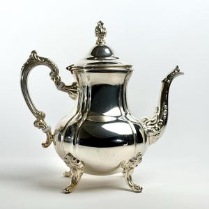 Vintage Towle Silverplate Teapot | Ornate Footed Coffee Pot | Elegant Silver Serving Piece | Traditional Tea Service Decor