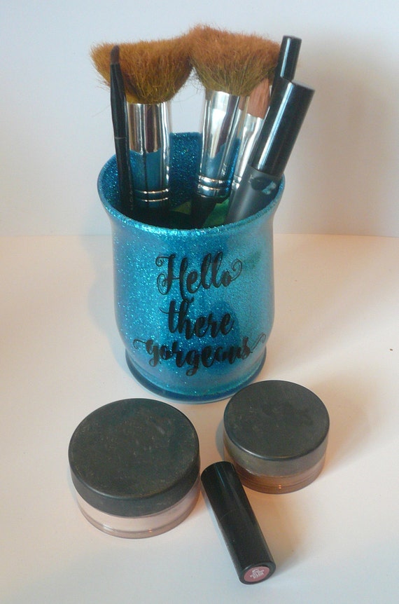 Personalized Decor Makeup Brush Holder Glitter Makeup Bush Makeup Vanity  Decor Bathroom Decor Teen Girl Gift Sparkly Decor 