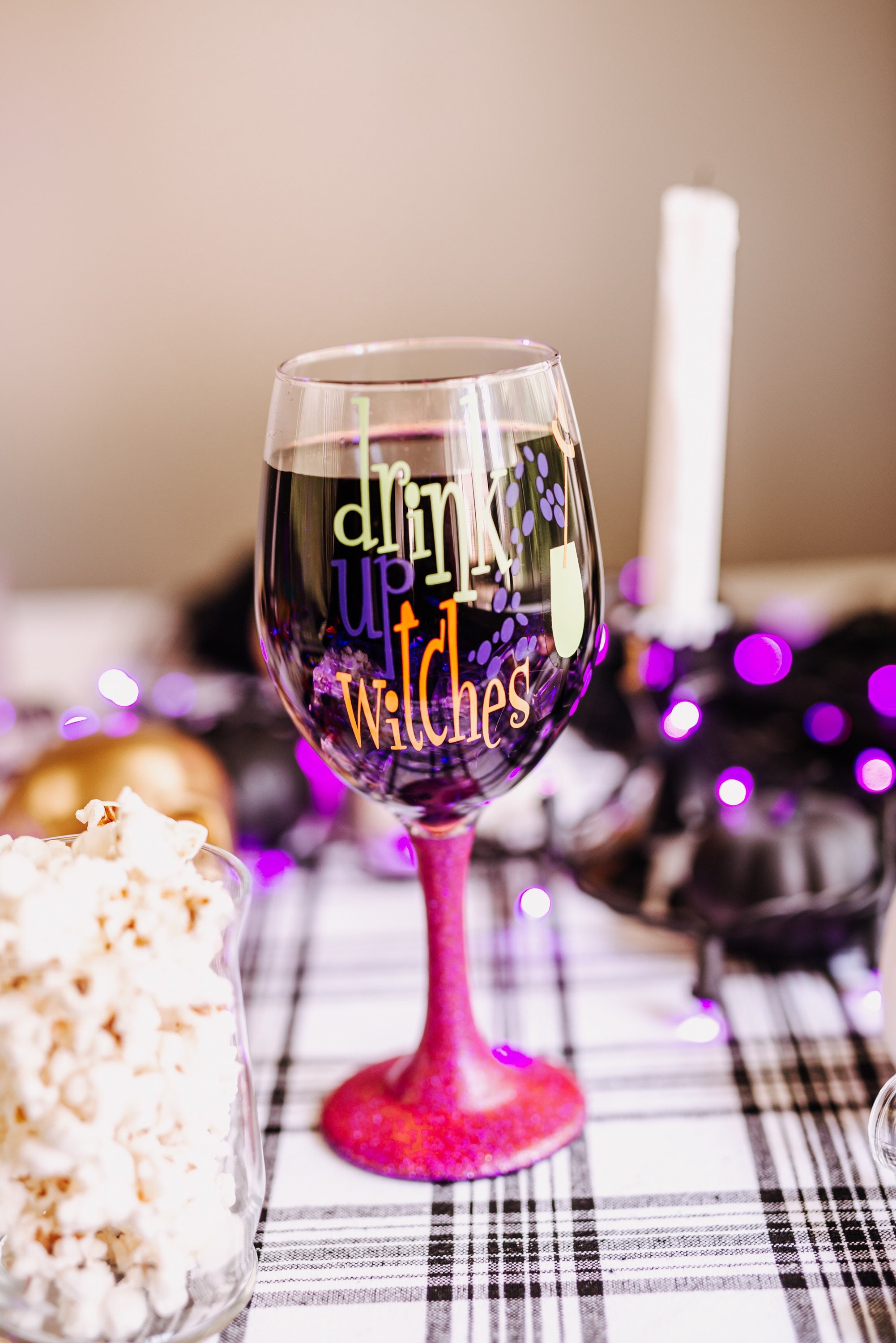 Drink up Witches Witch Wine Glass Witch Glass Witch Gift Halloween Wine