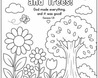 Christian Preschool Coloring Pages | God's Creation Worksheets (Digital Download)