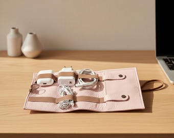 Reise-Organizer und personalisierte Leder Passport Brieftasche, Kabel-Organizer, Tech-Beutel