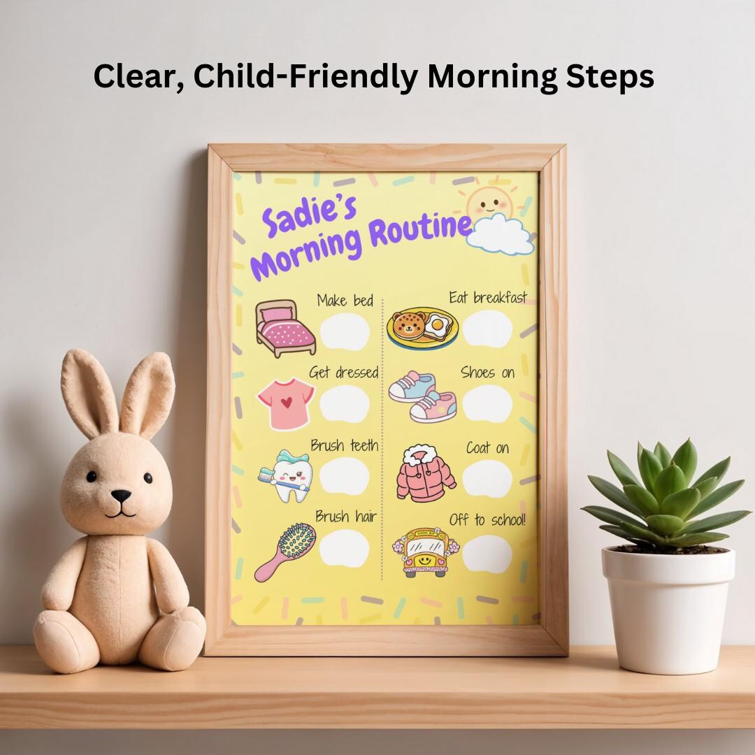 Editable Kids Morning Routine Chart | Canva Template | Daily Routine ...