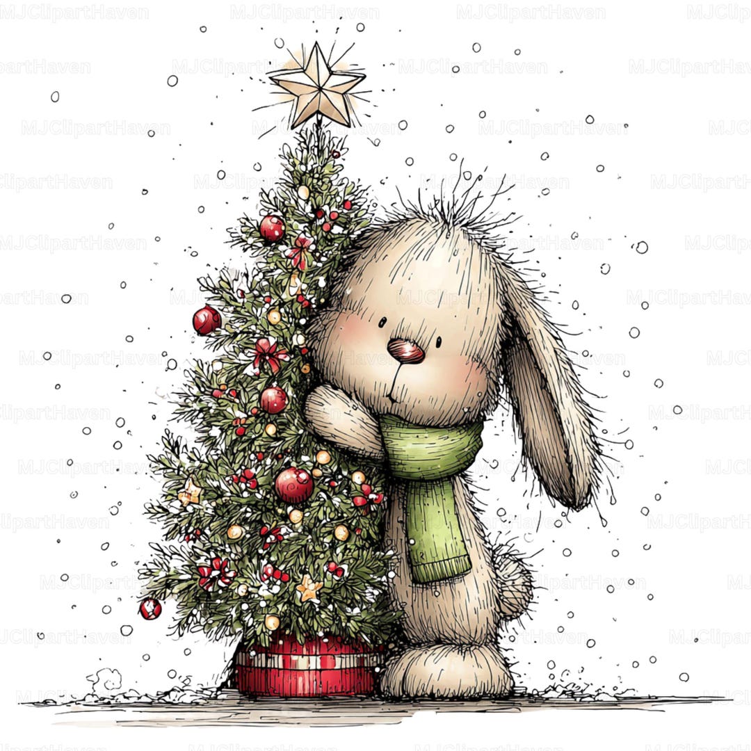 22 PNG Christmas Bunny Clipart, Cute Rabbit, Winter Holiday Clipart ...