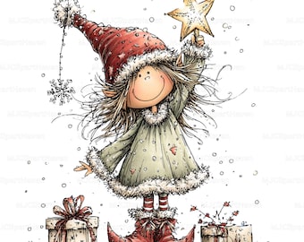 23 PNG Whimsical Christmas Elves, Cute Holiday Festive Graphics, Crafts, Projects, Scrapbooking designs