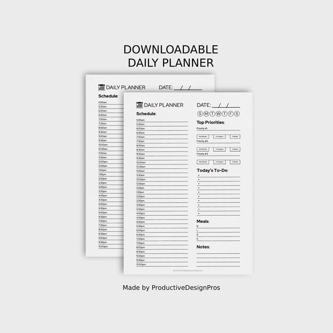 ADHD Daily Planner Printable | Daily Schedule & To-do List | Instant ...
