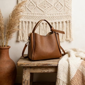 New leather bucket bag with high-end lychee pattern single shoulder crossbody bag