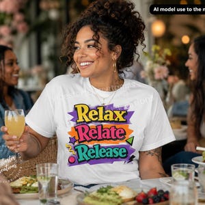 Retro Inspired Relax Relate Release PNG | Self Care Mental Wellness (Digital Download)