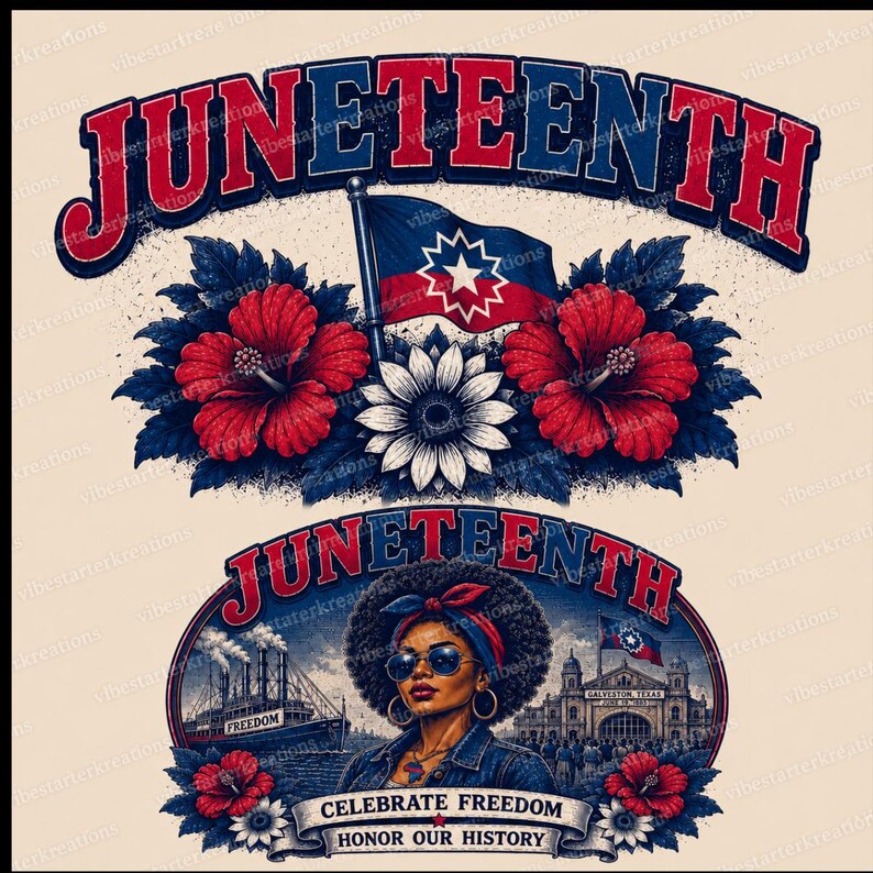 Juneteenth PNG Bundle | Floral Flag, Celebrate Freedom, Black Culture ...