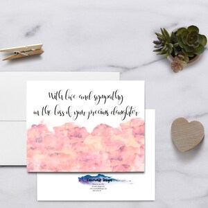 Tarjeta de apoyo para la pérdida de duelo de la hija