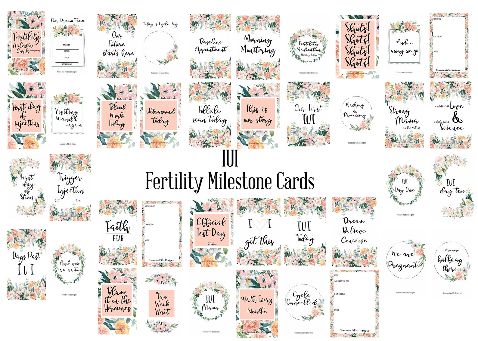 IUI Fertility Milestone Cards by Conceivable Designs® Bloom Collection ...