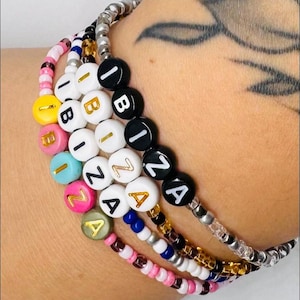 Ibiza bracelet with custom text | Personalized beaded bracelet | Boho festival jewelry | Summer bracelet | Kawai Y2K Boho bracelet handmade.