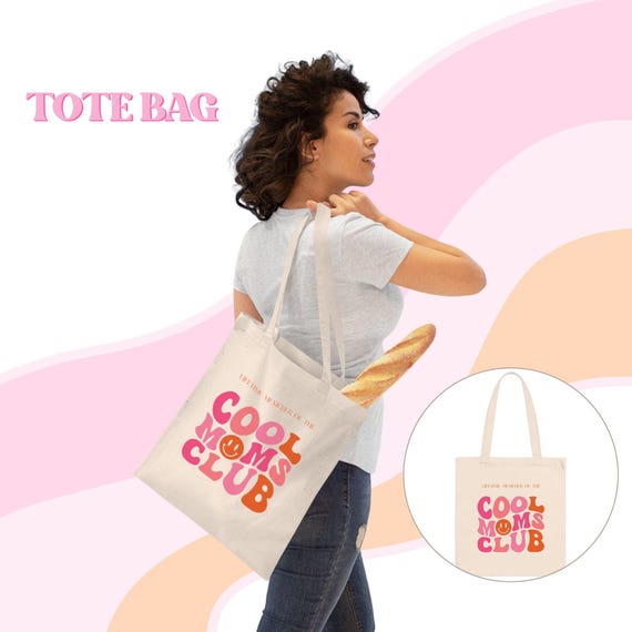 Cool Moms Club Tote Bag, Mom Gift, Cute Canvas Bag,  Mother’s Day Gift, Trendy Mom Tote Cotton Bag, Reusable Shopping Bag, Aesthetic Mom Bag