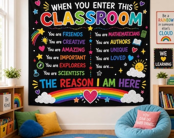 Teacher Classroom Decor, Classroom Tapestry, Back to School Wall Hanging, Classroom Sign, Teacher Gift, Inspirational Classroom Banner