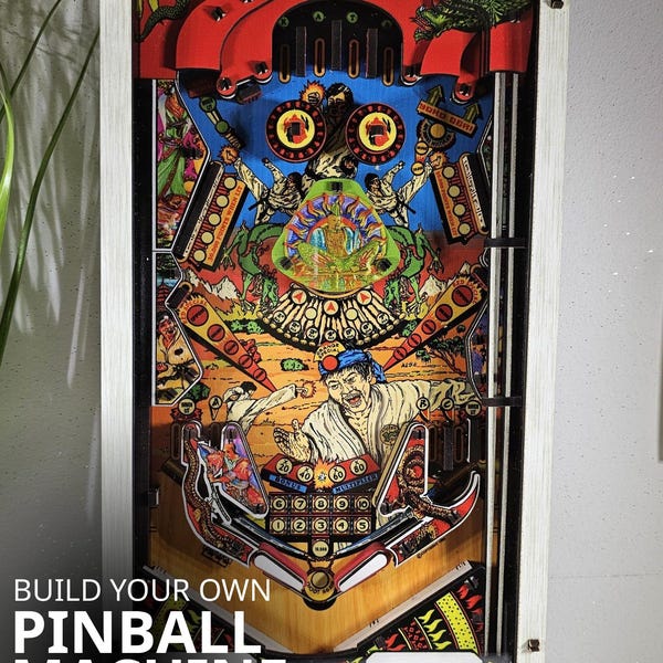 Zaccaria Blackbelt Pinball Model Kit 1:4 Scale DIY Arcade Replica Handmade Retro Game Room Decor Collectible Gift for Gamers