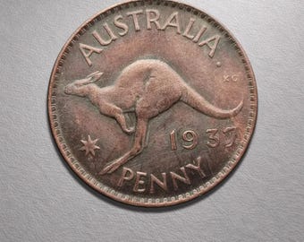 Moneda de un centavo australiano de 1937