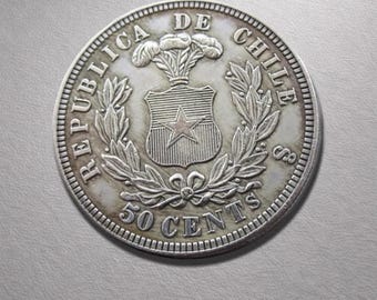 Chile 1867 50 centsmynt