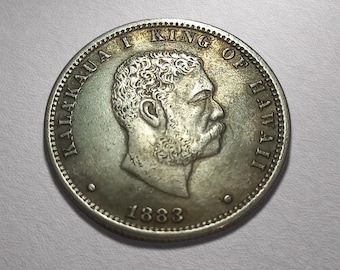 1/4 Hawaiidollarmynt från 1883, kungariket Hawaii