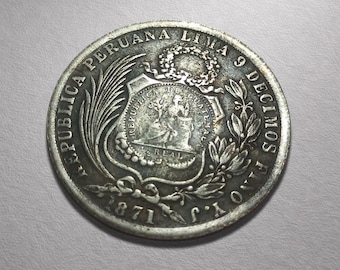 Peru Un Sol 1871 antikt mynt