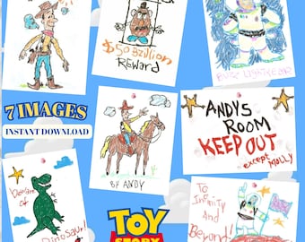 Toy Story Andy’s Drawings (Woody/Buzz Light Year) (PDF FILE)(7 Images)(Easy Print)