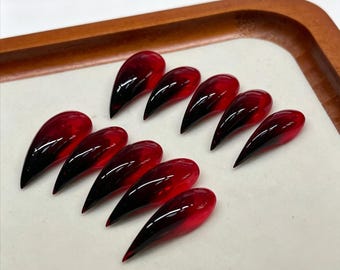 Deep Red Ombre Stiletto Press On Nails | Handmade Acrylic Gel Fake Nails | Bridal Wedding Party AU Stock Free Gift Kit