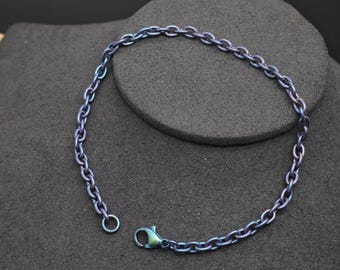 Titanium geanodiseerde blauwe kabelketting 3,5 mm