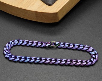 Titanium Anodized Purple Cuban Chain Necklace 7mm