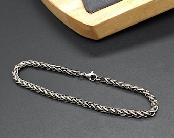 4mm Titanium Rope Link Chain Bracelet