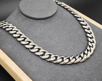 Collana a catena cubana ipoallergenica in titanio da 14 mm