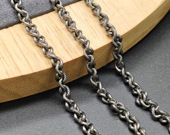 Titanium ketting met gedraaide titanium ketting 5 mm
