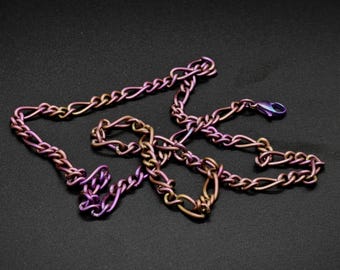 Geanodiseerde titanium paarsbruine ketting met kleurverloop hypoallergeen 4,5 mm