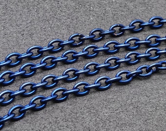 Titanium geanodiseerde blauwe kabelketting 4,5 mm