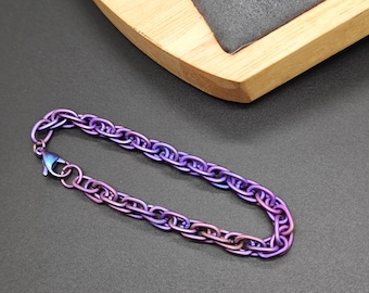 7 mm titanium iriserende paarse paperclipketting