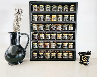 Home Apothecary Starter Set with Black Shelf | Moody Apothecary Display | Herbal Kit