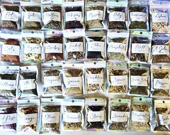 40 Herb Sampler Pack | Herbal Starter Kit | Apothecary Herb Set | Loose Leaf Tea Kit | Witchy Herb Collection