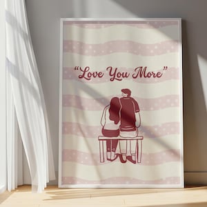 Impresión "Te amo más", póster romántico de pareja, decoración de pared para cama