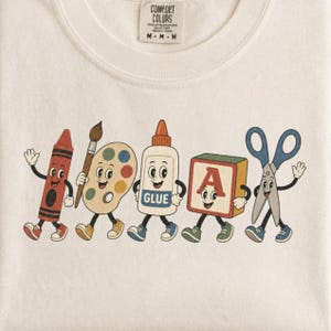 Preppy Back to School PNG, Cute School Supplies Doodles, Teacher Shirt Design, Crayon Glue Scissors Sublimation, Alphabet Block Graphic