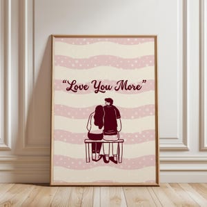 Impresión "Te amo más", póster romántico de pareja, decoración de pared para cama