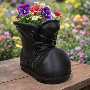 3D Printed Boot Planter – Rustic Boot Flower Pot – Unique Desk or Shelf Decor