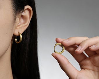 Golden Anodized Titanium Small Hoop Earrings Diameter 13mm