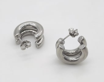 Titanium hypoallergene dubbele C-hoepeloorbellen