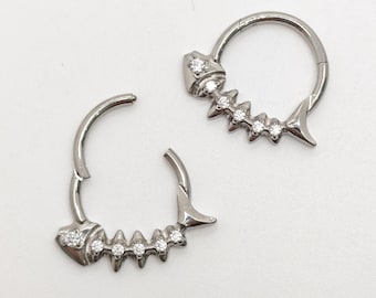 Titanium Fish Bone Septum Ring Fish Skeleton Hoop Piercing Jewelry
