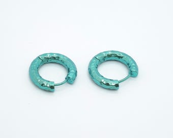 Titanium geanodiseerde blauwgroen oorringen Hypoallergeen diameter 19,5 mm