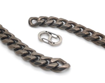 10 mm titanium schakelketting, grove, gestructureerde schakelketting, minimalistische sieraden voor unisex