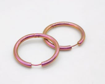 Titaniumroze oorringen, hypoallergeen, diameter 39 mm