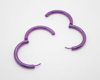 Orecchini a cerchio in titanio anodizzato viola, ipoallergenici, diametro 39 mm