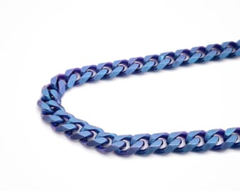7 mm titanium blauwpaarse schakelketting met geanodiseerde iriserende Cubaanse schakels