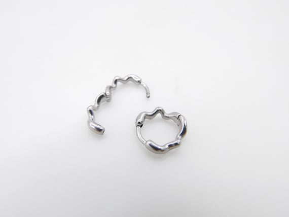 Titanium Earring Hypoallergenic Wavy Huggie Hoop Earrings