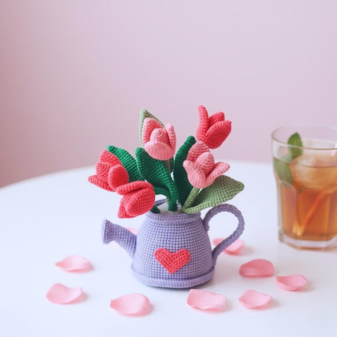 Tulip Watering Bottle Crochet Pattern, Flower Vase Crochet Pattern ...