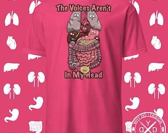 Camiseta divertida de anatomía corporal: Las voces no están en mi cabeza.